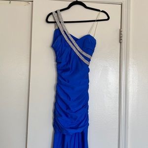 Royal blue one shoulder prom dress